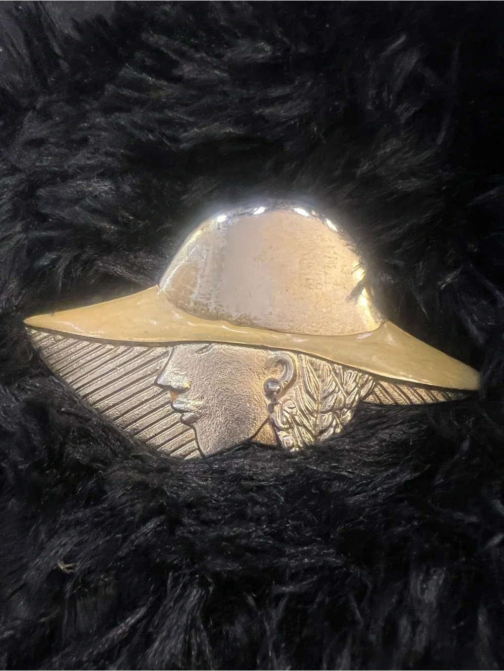 Gold-Tone Woman Profile scarf broach